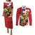 Hawaii And Tonga Couples Matching Puletasi and Long Sleeve Button Shirt King Kalakaua Tribal Gecko Tongan Ngatu