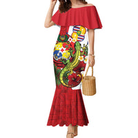 Hawaii And Tonga Family Matching Mermaid Dress and Hawaiian Shirt King Kalakaua Tribal Gecko Tongan Ngatu