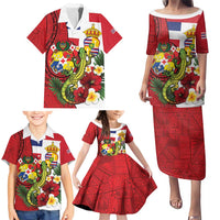 Hawaii And Tonga Family Matching Puletasi and Hawaiian Shirt King Kalakaua Tribal Gecko Tongan Ngatu