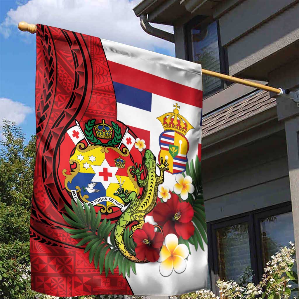 Hawaii And Tonga Garden Flag King Kalakaua Tribal Gecko Tongan Ngatu