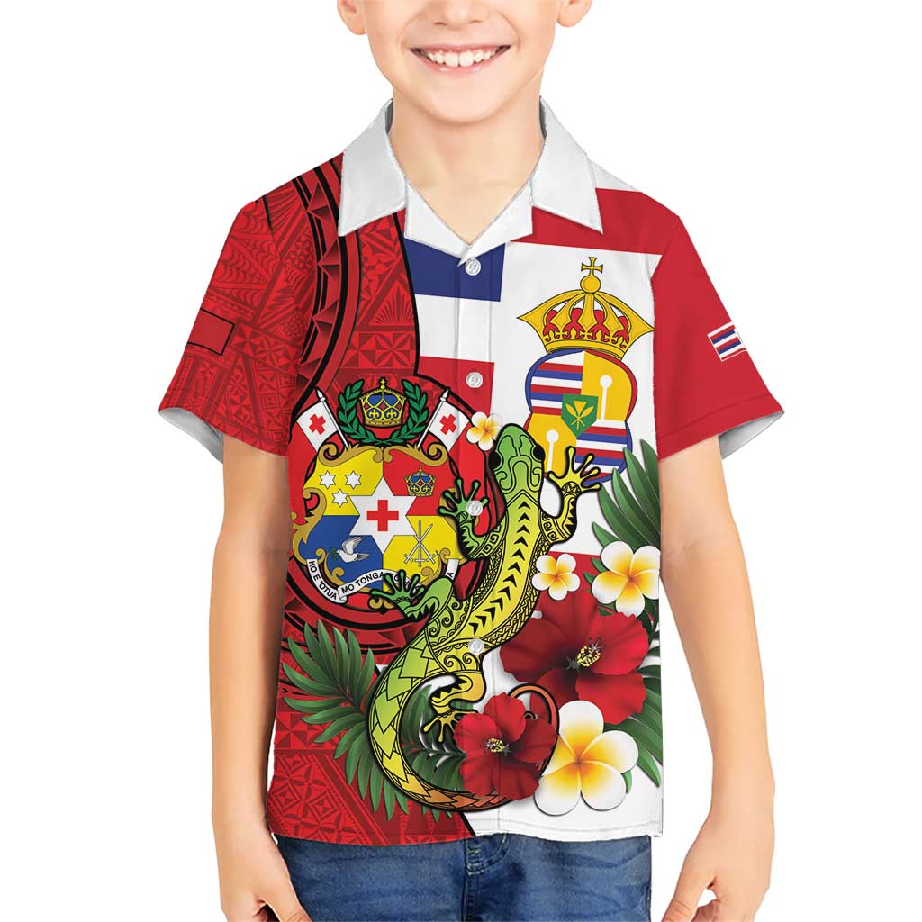 Hawaii And Tonga Hawaiian Shirt King Kalakaua Tribal Gecko Tongan Ngatu