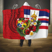 Hawaii And Tonga Hooded Blanket King Kalakaua Tribal Gecko Tongan Ngatu