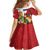 Hawaii And Tonga Kid Short Sleeve Dress King Kalakaua Tribal Gecko Tongan Ngatu