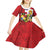 Hawaii And Tonga Kid Short Sleeve Dress King Kalakaua Tribal Gecko Tongan Ngatu