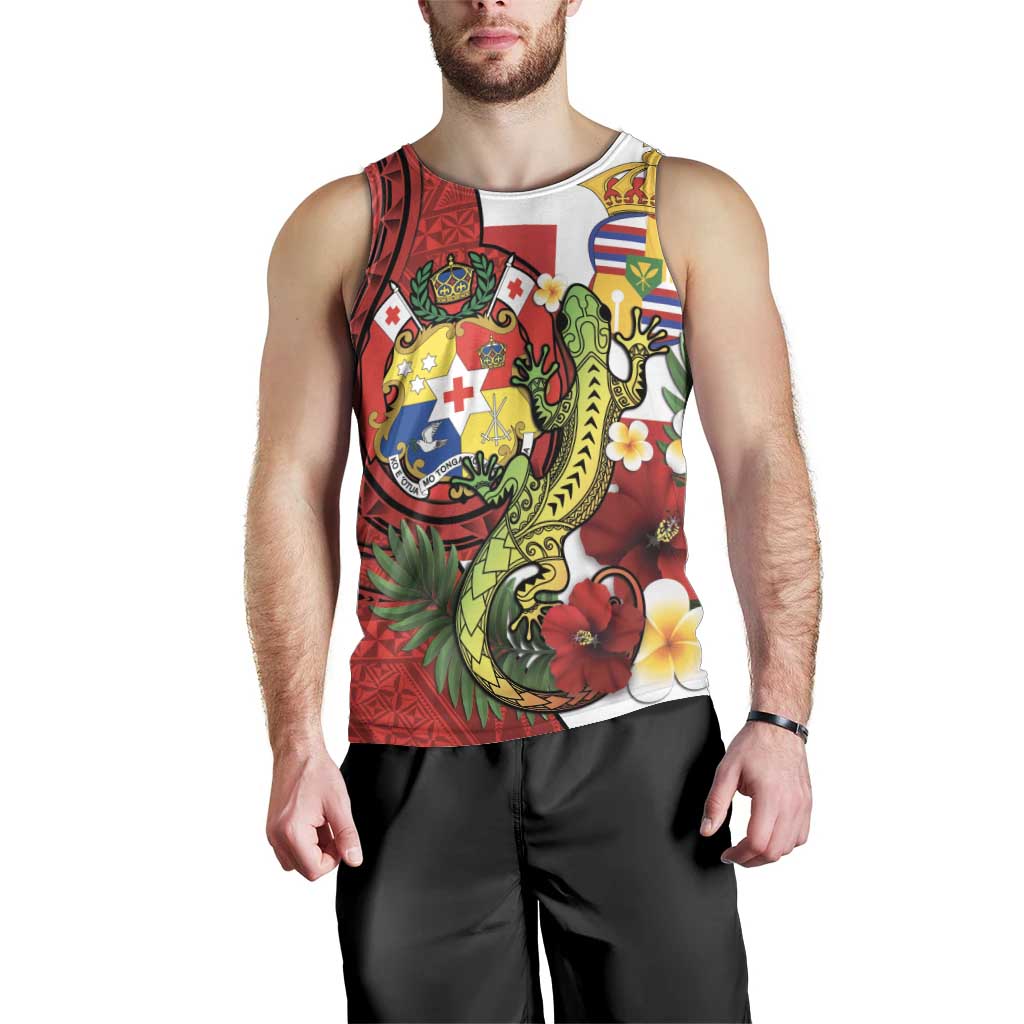Hawaii And Tonga Men Tank Top King Kalakaua Tribal Gecko Tongan Ngatu