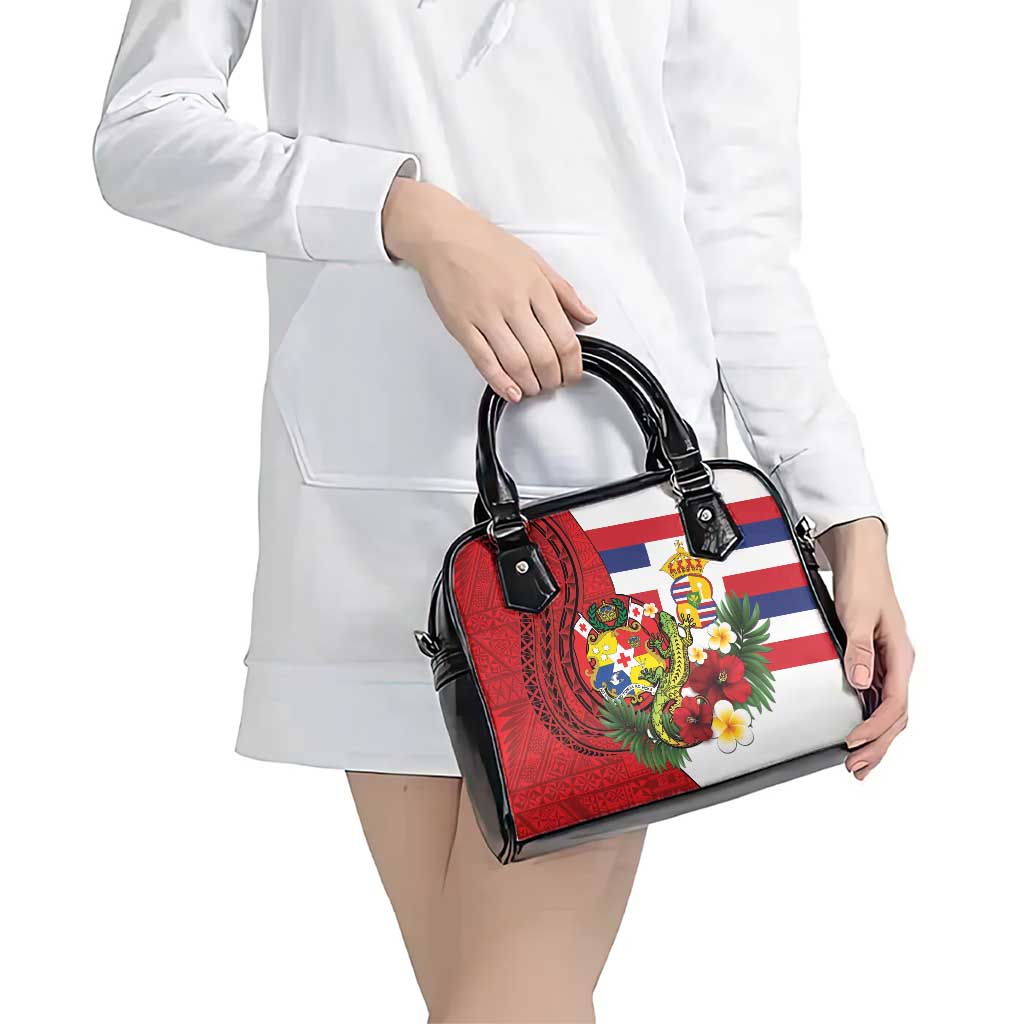 Hawaii And Tonga Shoulder Handbag King Kalakaua Tribal Gecko Tongan Ngatu