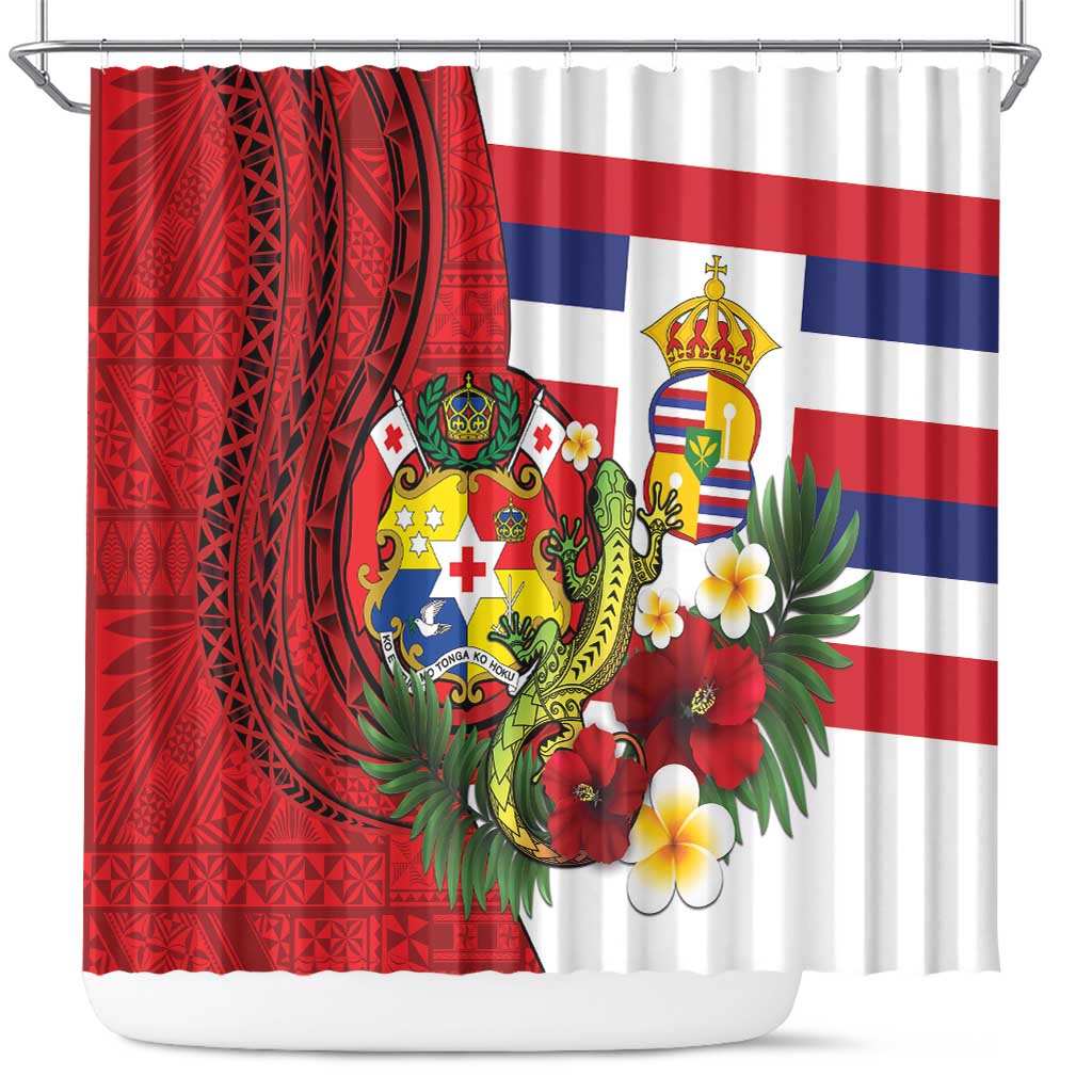 Hawaii And Tonga Shower Curtain King Kalakaua Tribal Gecko Tongan Ngatu