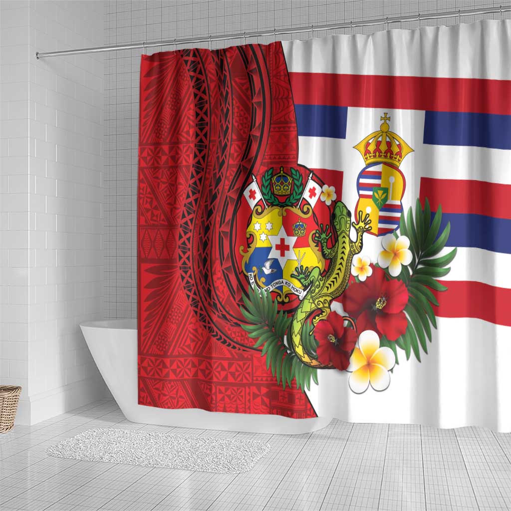 Hawaii And Tonga Shower Curtain King Kalakaua Tribal Gecko Tongan Ngatu