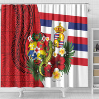 Hawaii And Tonga Shower Curtain King Kalakaua Tribal Gecko Tongan Ngatu