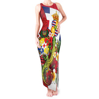 Hawaii And Tonga Tank Maxi Dress King Kalakaua Tribal Gecko Tongan Ngatu