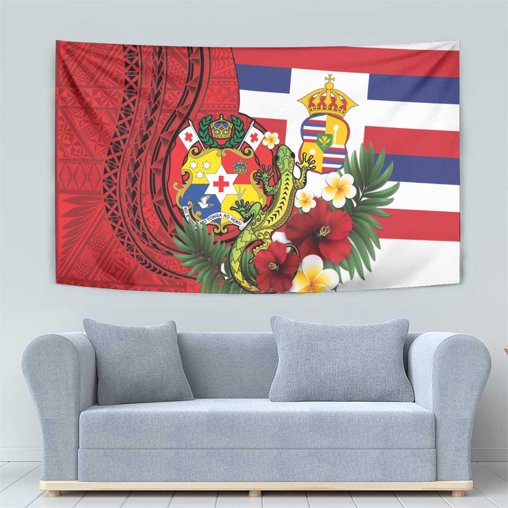 Hawaii And Tonga Tapestry King Kalakaua Tribal Gecko Tongan Ngatu