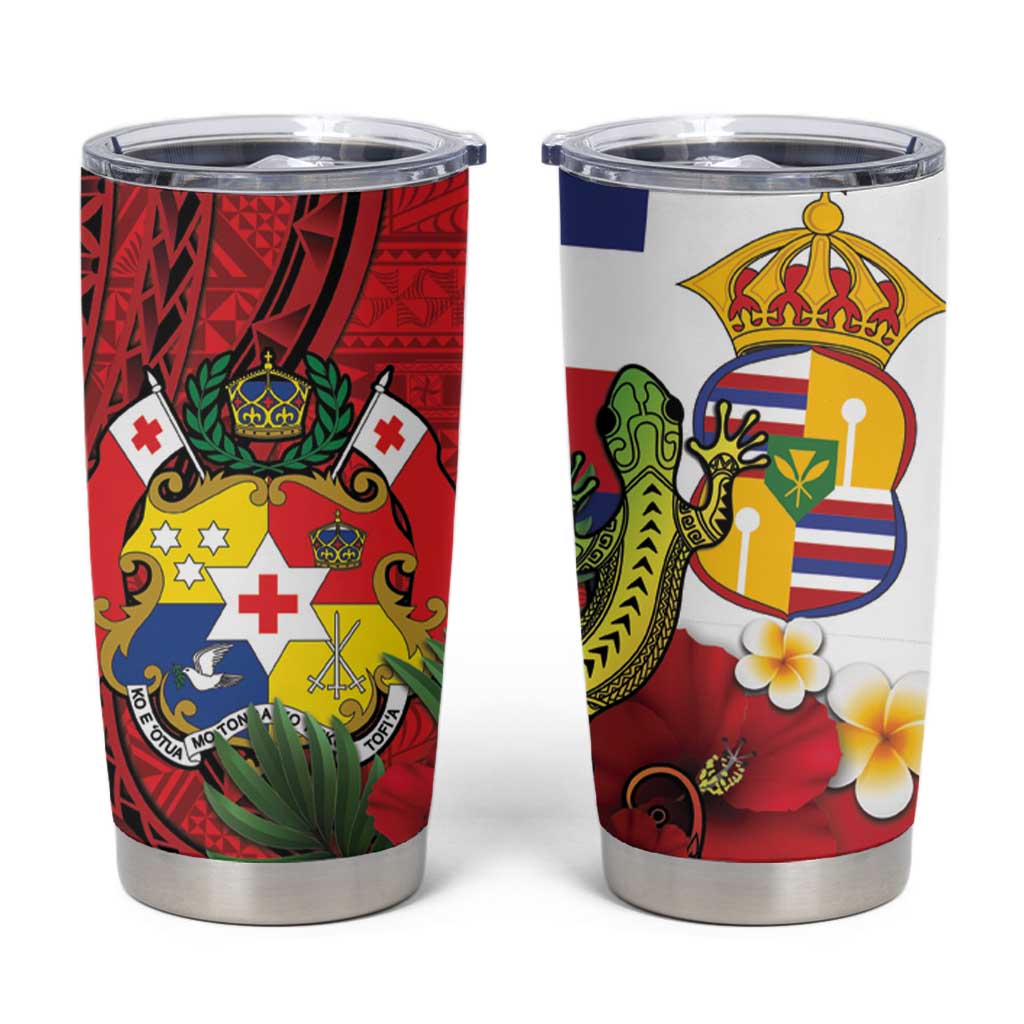 Hawaii And Tonga Tumbler Cup King Kalakaua Tribal Gecko Tongan Ngatu
