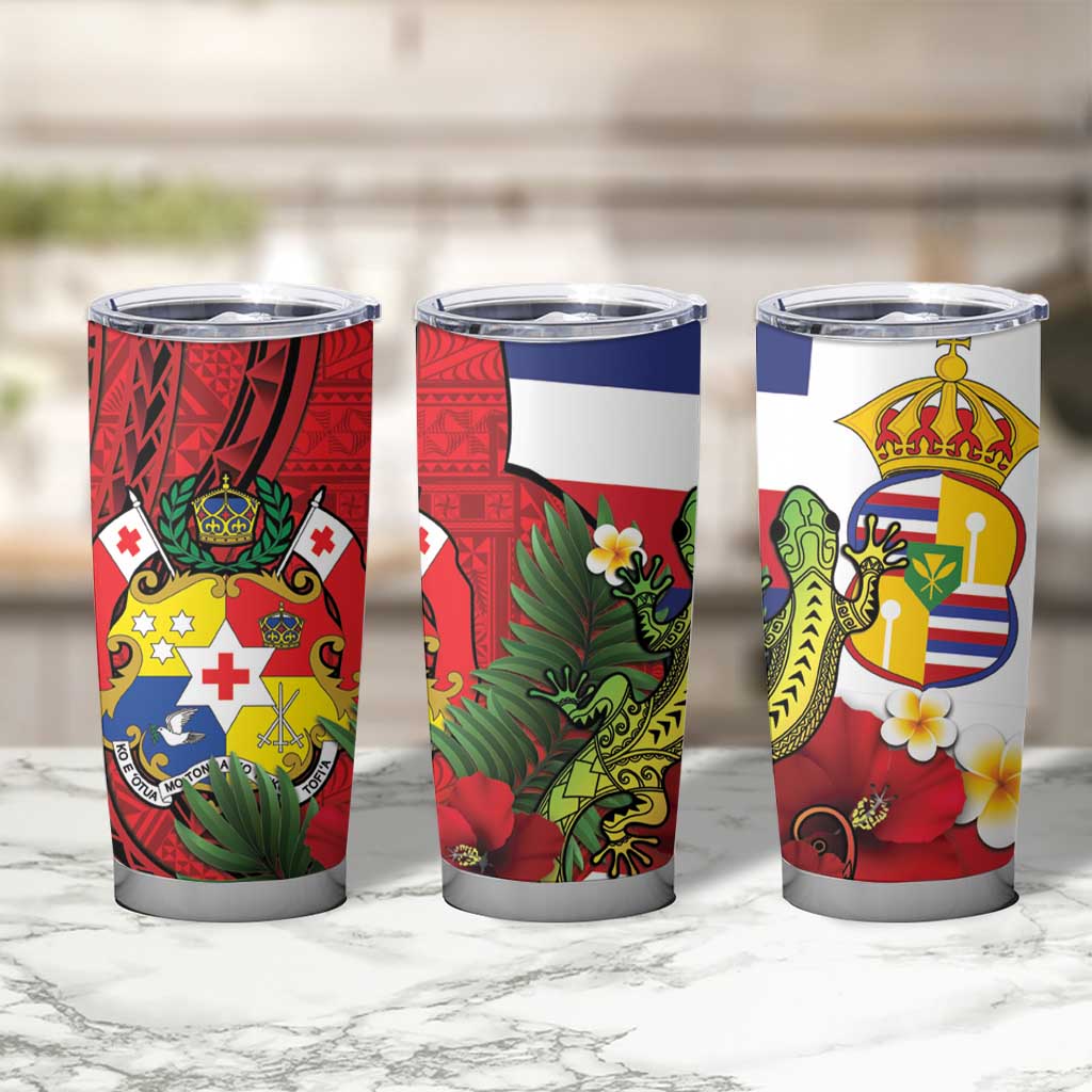 Hawaii And Tonga Tumbler Cup King Kalakaua Tribal Gecko Tongan Ngatu