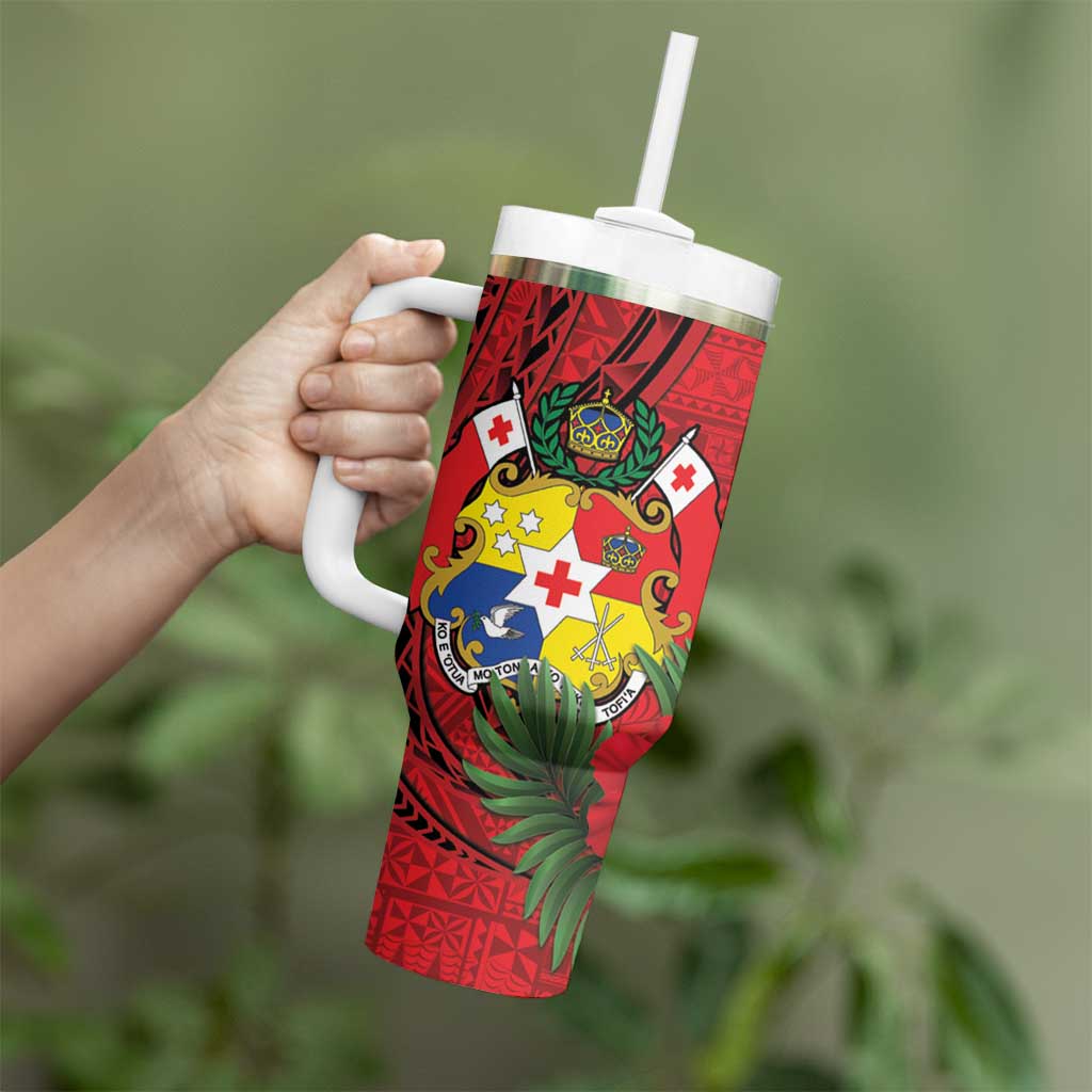 Hawaii And Tonga Tumbler With Handle King Kalakaua Tribal Gecko Tongan Ngatu