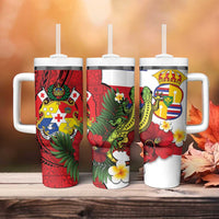 Hawaii And Tonga Tumbler With Handle King Kalakaua Tribal Gecko Tongan Ngatu
