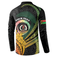 Personalised Vanuatu Independence Day Button Sweatshirt July 30 Pig Tusk Long God Yumi Stanap