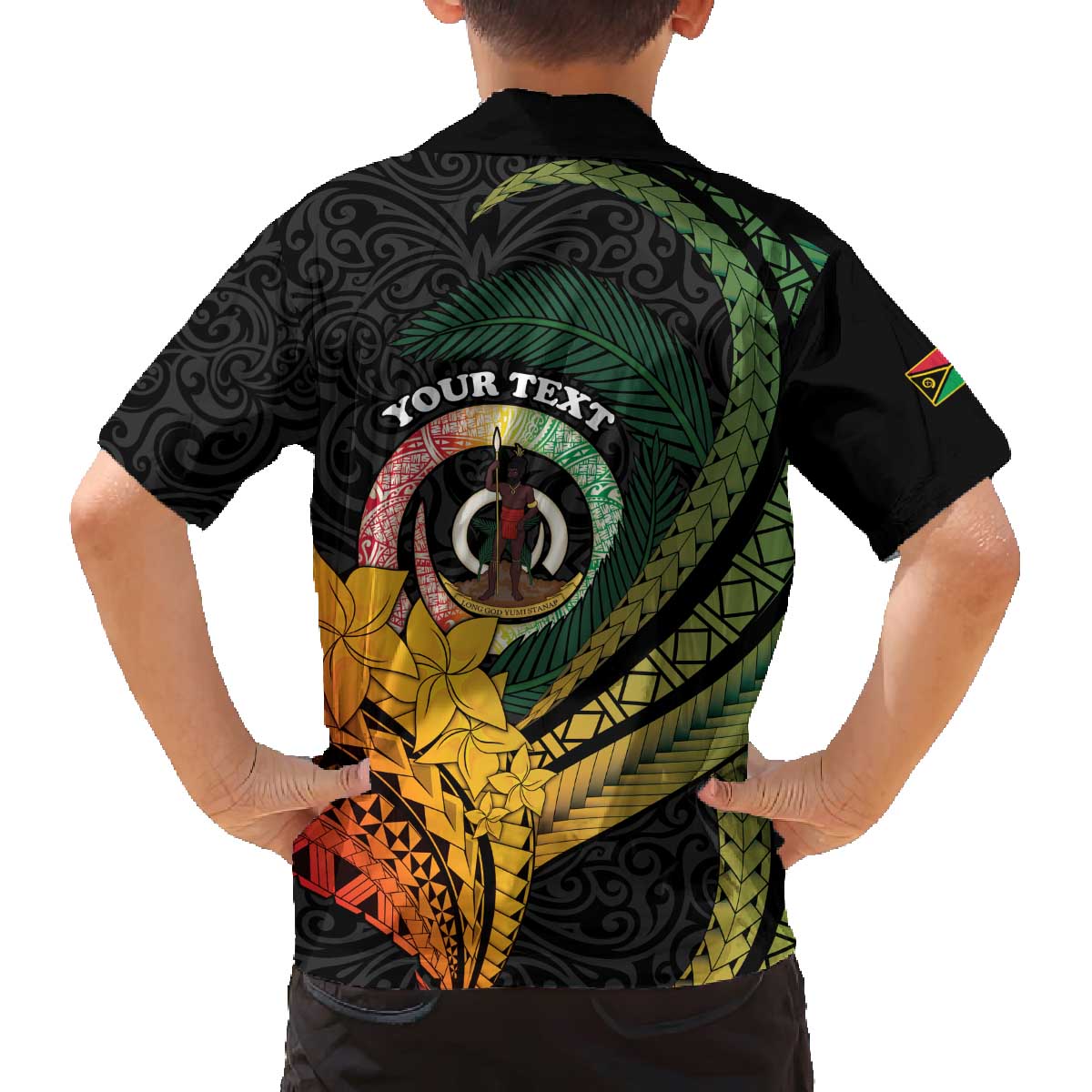 Personalised Vanuatu Independence Day Family Matching Off The Shoulder Long Sleeve Dress and Hawaiian Shirt July 30 Pig Tusk Long God Yumi Stanap