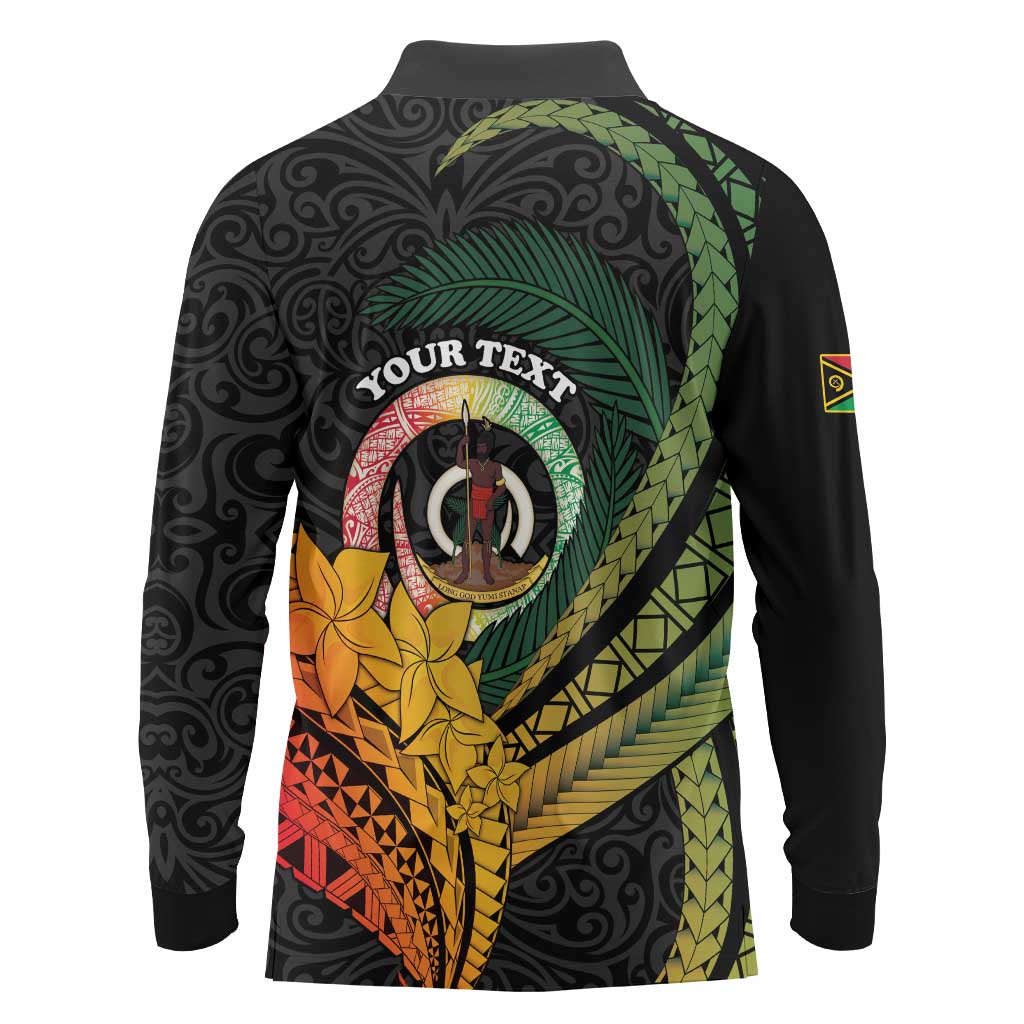 Personalised Vanuatu Independence Day Long Sleeve Polo Shirt July 30 Pig Tusk Long God Yumi Stanap LT14 - Polynesian Pride