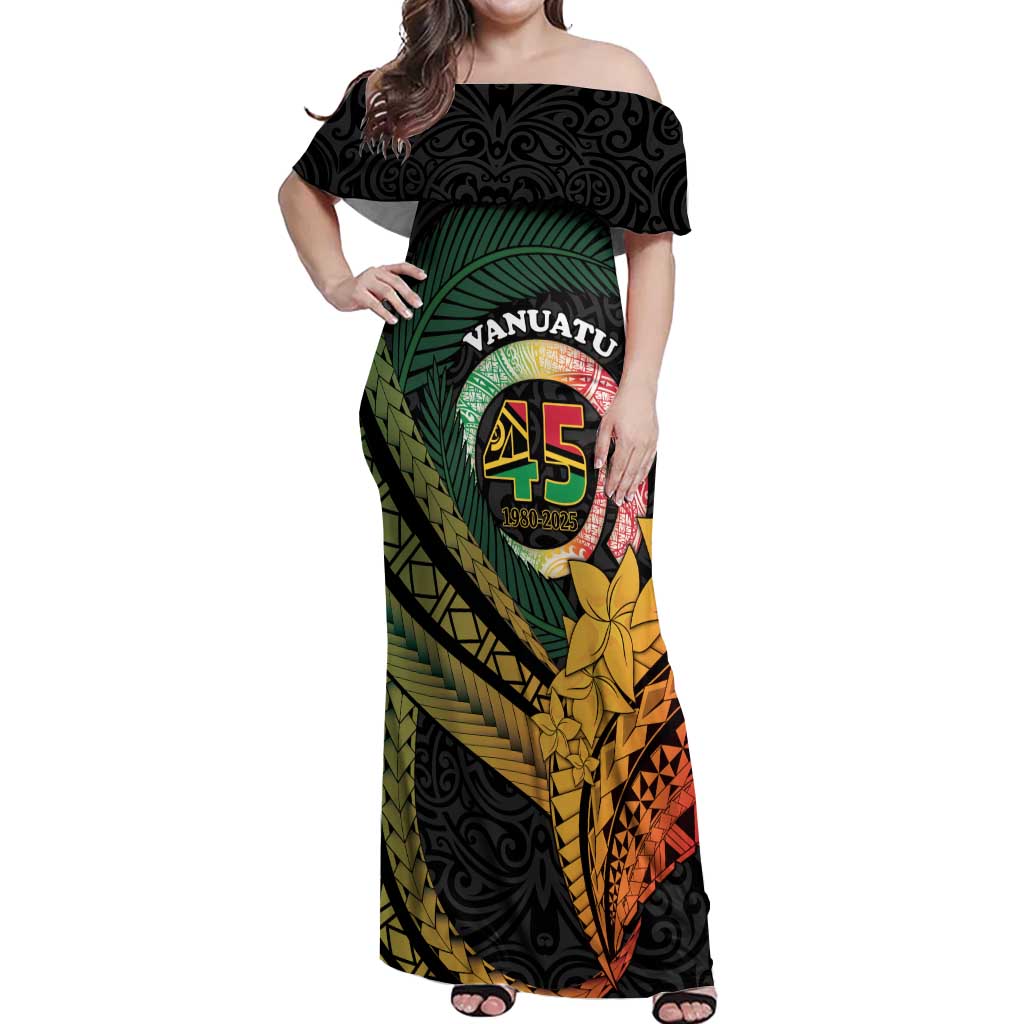 Personalised Vanuatu Independence Day Off Shoulder Maxi Dress July 30 Pig Tusk Long God Yumi Stanap