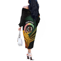 Personalised Vanuatu Independence Day Off The Shoulder Long Sleeve Dress July 30 Pig Tusk Long God Yumi Stanap