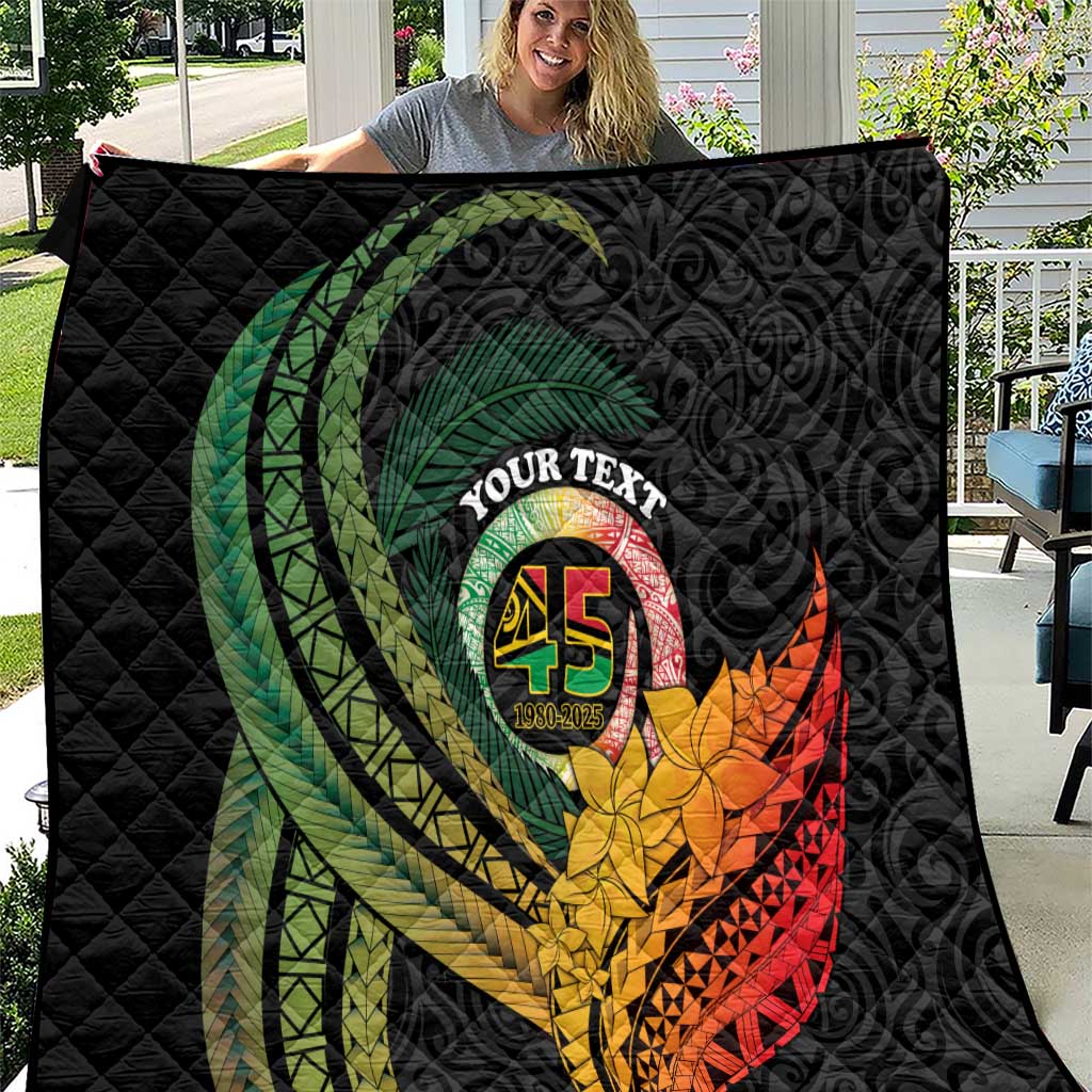 Personalised Vanuatu Independence Day Quilt July 30 Pig Tusk Long God Yumi Stanap