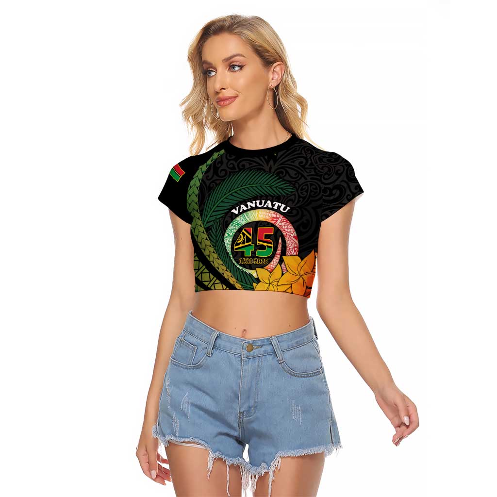 Personalised Vanuatu Independence Day Raglan Cropped T Shirt July 30 Pig Tusk Long God Yumi Stanap
