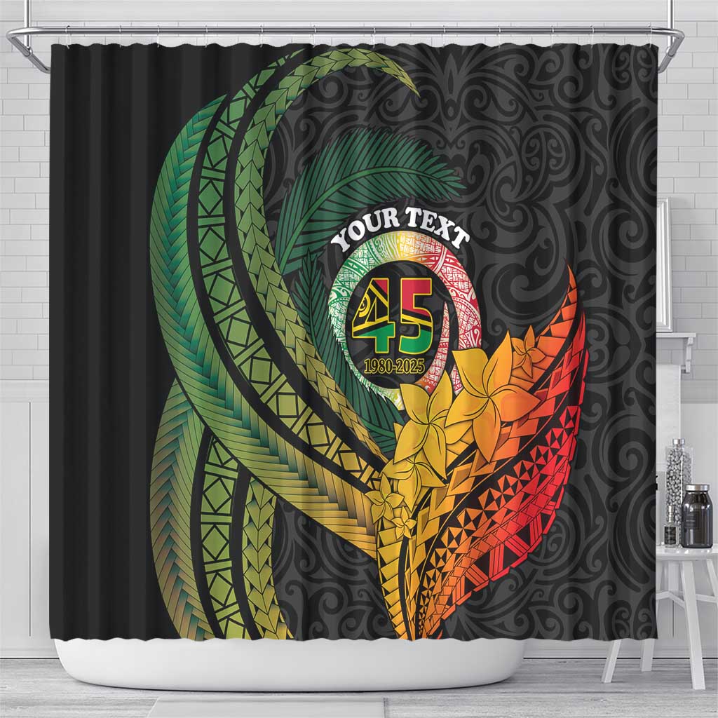 Personalised Vanuatu Independence Day Shower Curtain July 30 Pig Tusk Long God Yumi Stanap