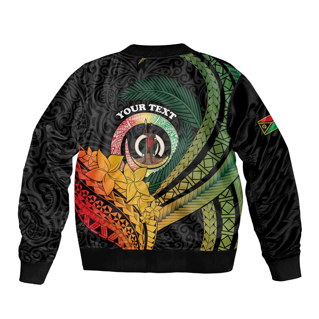 Personalised Vanuatu Independence Day Sleeve Zip Bomber Jacket July 30 Pig Tusk Long God Yumi Stanap