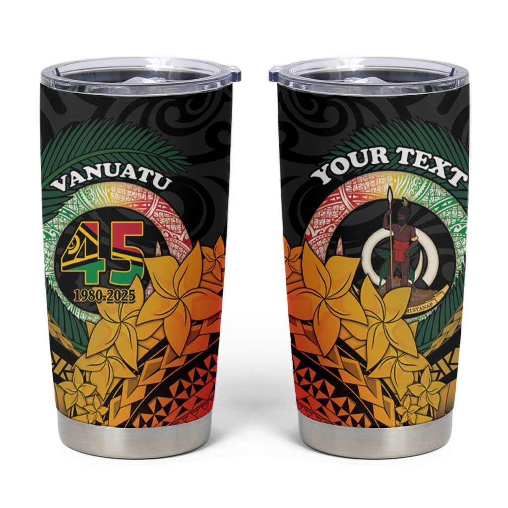 Personalised Vanuatu Independence Day Tumbler Cup July 30 Pig Tusk Long God Yumi Stanap LT14 Black - Polynesian Pride