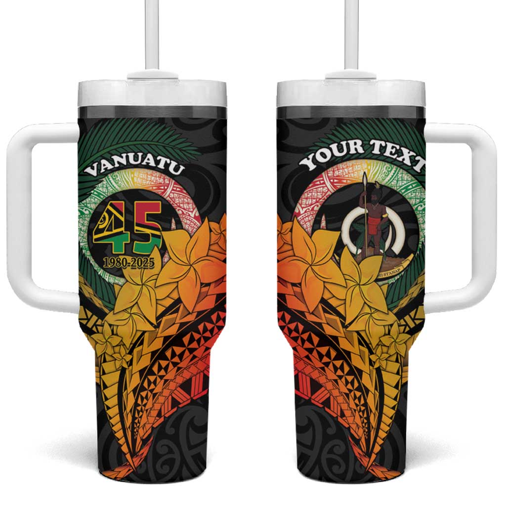 Personalised Vanuatu Independence Day Tumbler With Handle July 30 Pig Tusk Long God Yumi Stanap LT14 One Size: 40 oz Black - Polynesian Pride