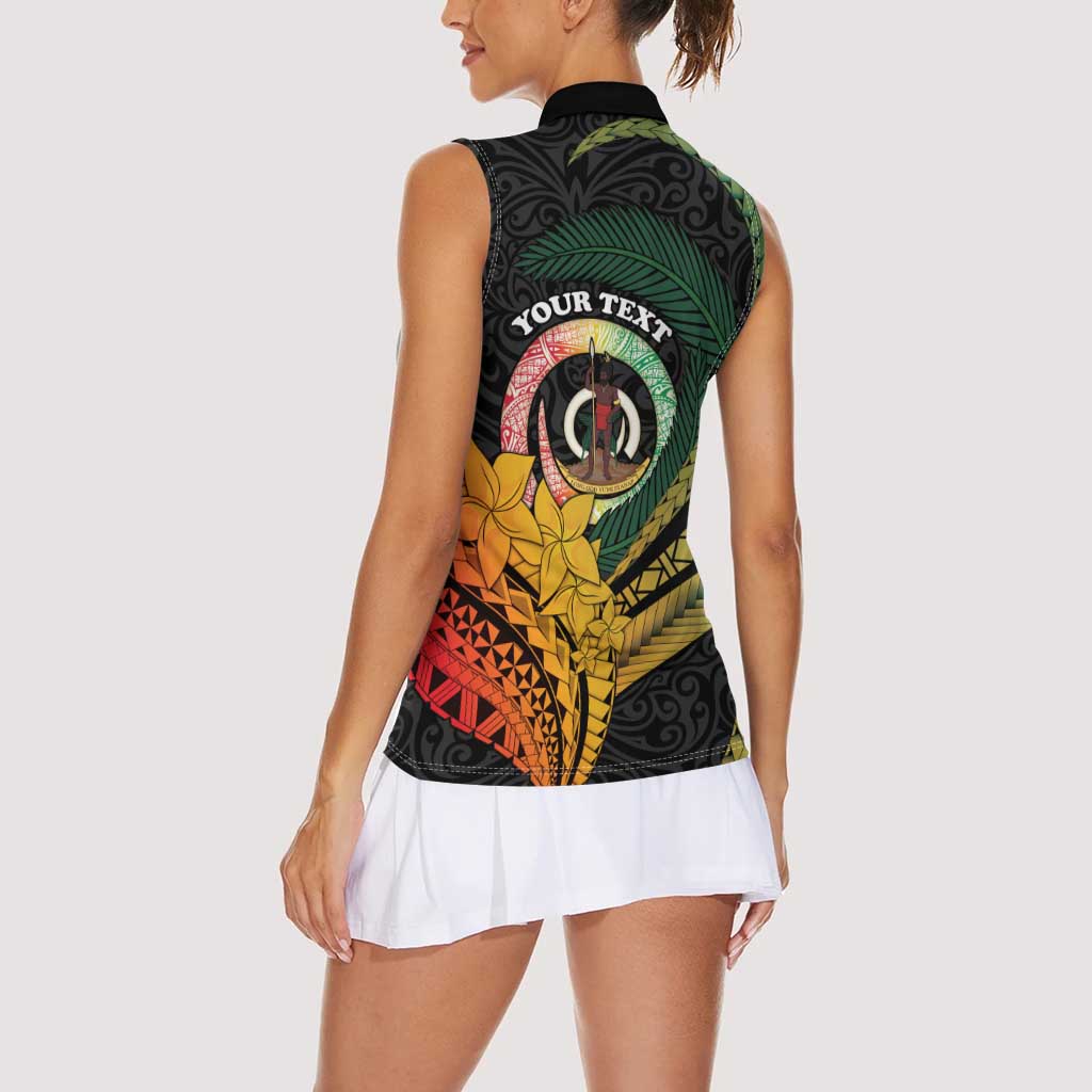 Personalised Vanuatu Independence Day Women Sleeveless Polo Shirt July 30 Pig Tusk Long God Yumi Stanap