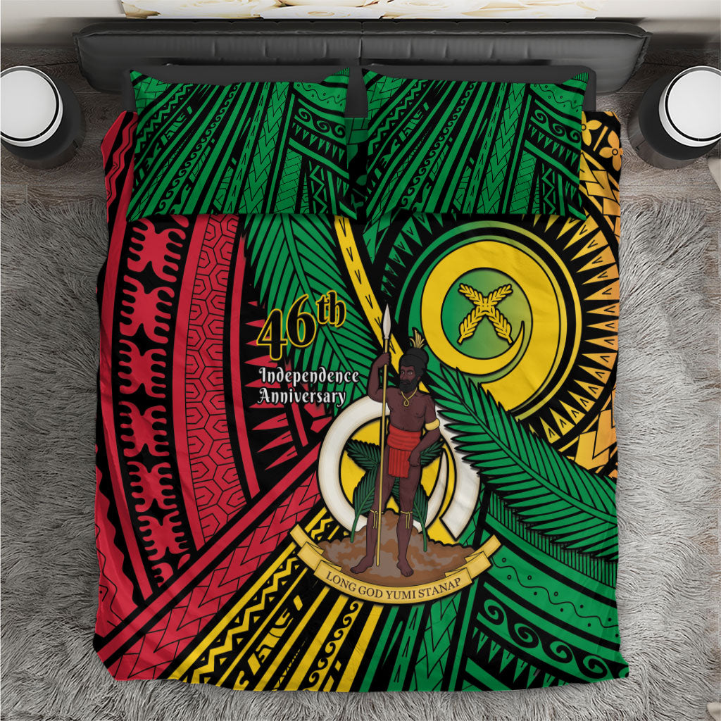 Halo Vanuatu Bedding Set Happy 46th Independence Anniversary LT14 Black - Polynesian Pride
