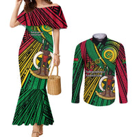 Halo Vanuatu Couples Matching Mermaid Dress and Long Sleeve Button Shirt Happy 45th Independence Anniversary
