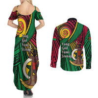Halo Vanuatu Couples Matching Summer Maxi Dress and Long Sleeve Button Shirt Happy 45th Independence Anniversary