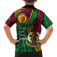 Halo Vanuatu Family Matching Long Sleeve Bodycon Dress and Hawaiian Shirt Happy 45th Independence Anniversary