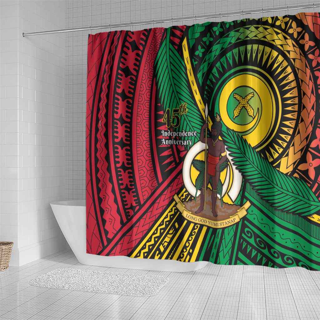 Halo Vanuatu Shower Curtain Happy 45th Independence Anniversary