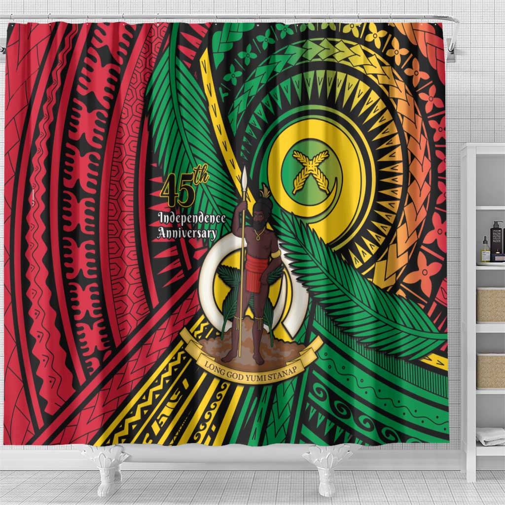 Halo Vanuatu Shower Curtain Happy 45th Independence Anniversary