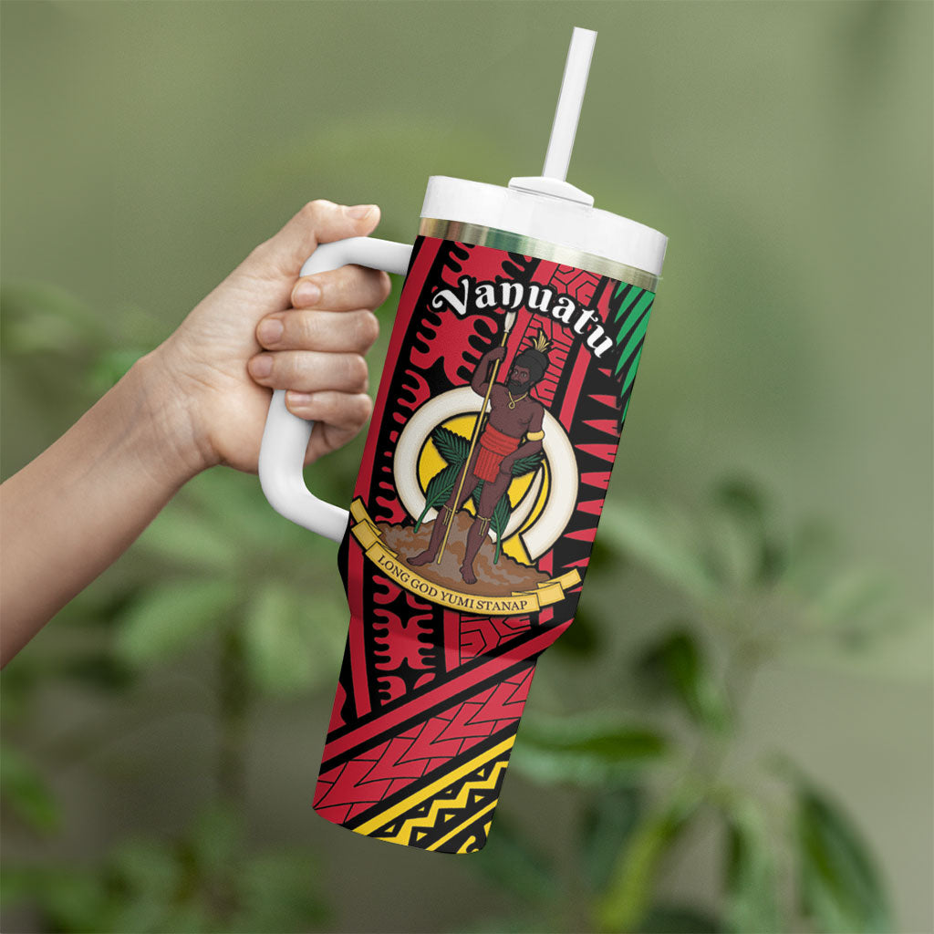 Halo Vanuatu Tumbler With Handle Happy 46th Independence Anniversary LT14 - Polynesian Pride