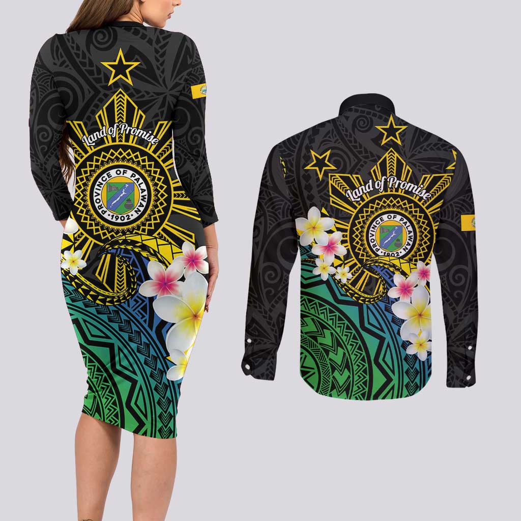 Lalawigan ng Palawan Couples Matching Long Sleeve Bodycon Dress and Long Sleeve Button Shirt Philippines Province Land of Promise