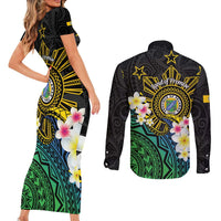 Lalawigan ng Palawan Couples Matching Short Sleeve Bodycon Dress and Long Sleeve Button Shirt Philippines Province Land of Promise LT14 - Polynesian Pride