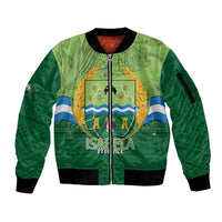 Isabela Philippines Sleeve Zip Bomber Jacket Queen Province Of The North LT14 Unisex Green - Polynesian Pride