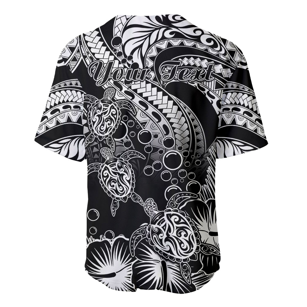 Personalised Polynesian Baseball Jersey Tribal Honu Turtle with Hibiscus White Version LT14 - Polynesian Pride