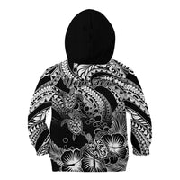 Personalised Polynesian Kid Hoodie Tribal Honu Turtle with Hibiscus White Version LT14 - Polynesian Pride