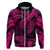 Custom Polynesian Hoodie Tribal Honu Turtle with Hibiscus Pink Version LT14 Zip Hoodie Pink - Polynesian Pride