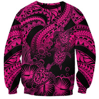 Personalised Polynesian Sweatshirt Tribal Honu Turtle with Hibiscus Pink Version LT14 Unisex Pink - Polynesian Pride