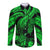 Personalised Polynesian Long Sleeve Button Shirt Tribal Honu Turtle with Hibiscus Green Version LT14 Unisex Green - Polynesian Pride