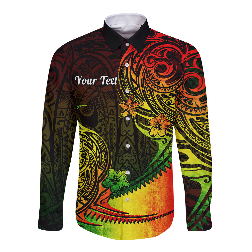 Personalised Polynesian Tribal Long Sleeve Button Shirt Unique Reggae LT14 Unisex Reggae - Polynesian Pride