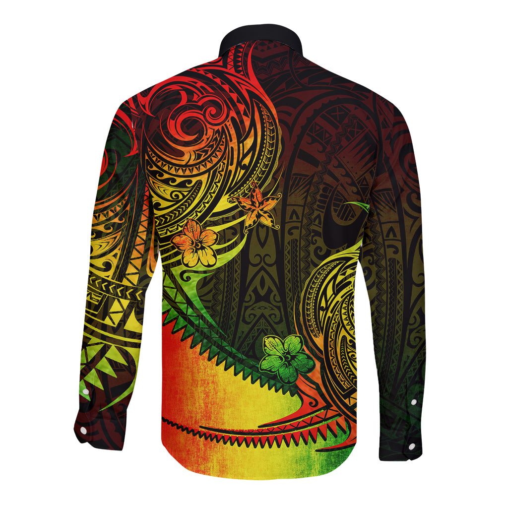 Personalised Polynesian Tribal Long Sleeve Button Shirt Unique Reggae LT14 - Polynesian Pride