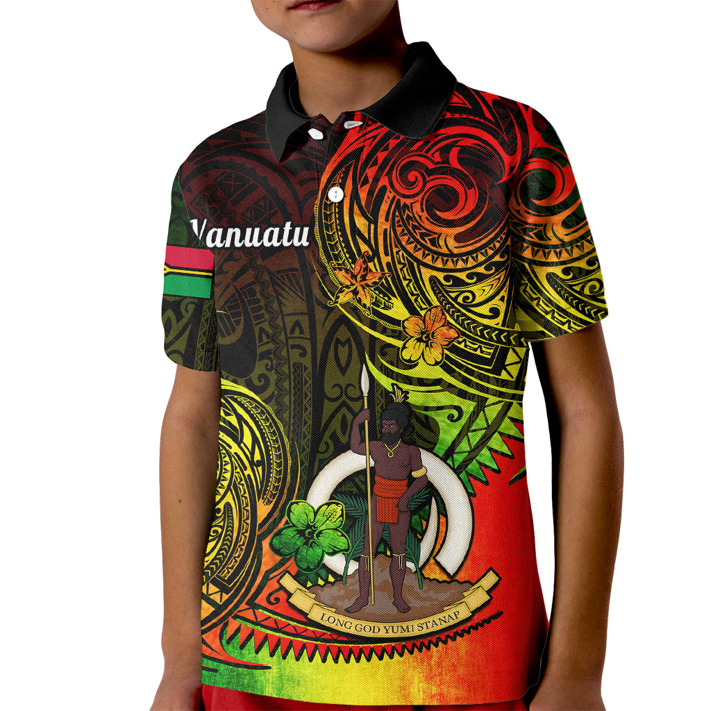 Polynesian Pride Vanuatu Kid Polo Shirt Reggae Polynesia Long God Yumi Stanap LT14 Kid Reggae - Polynesian Pride