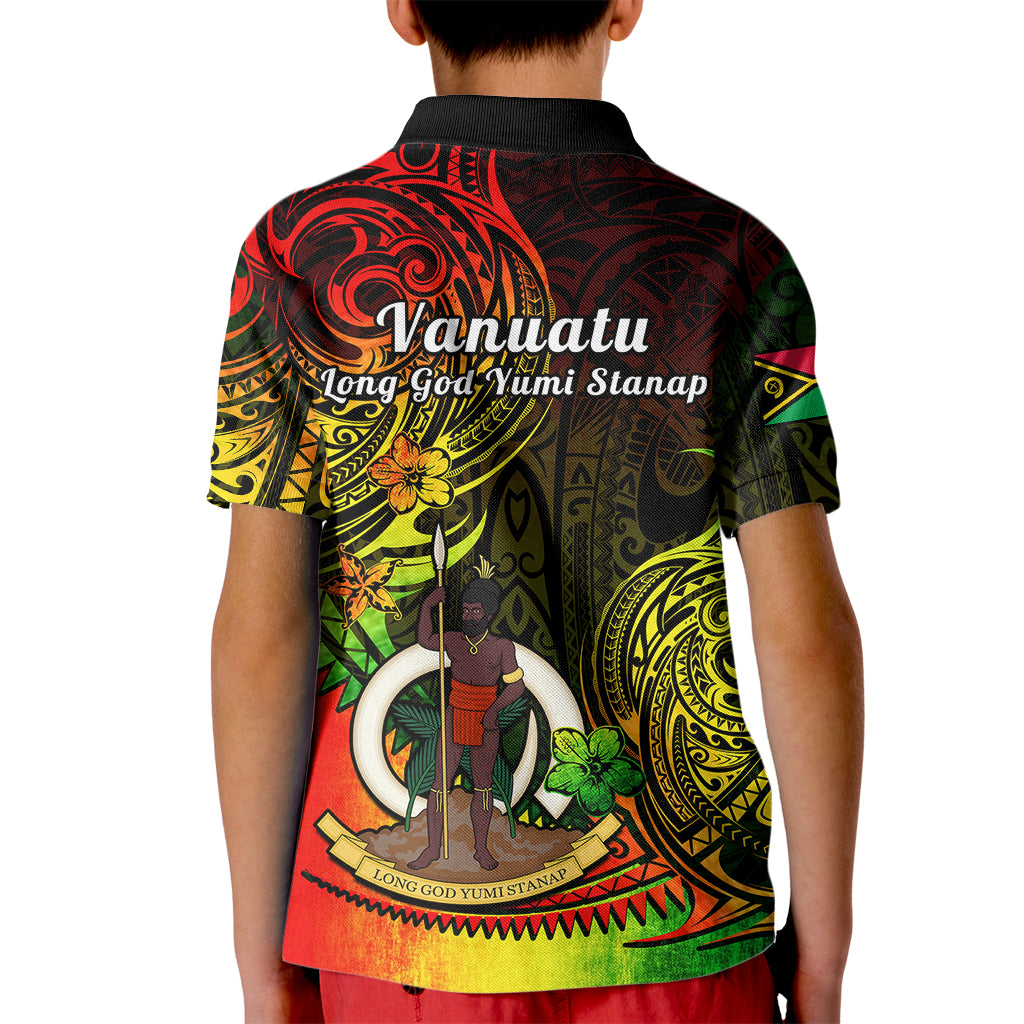 Polynesian Pride Vanuatu Kid Polo Shirt Reggae Polynesia Long God Yumi Stanap LT14 - Polynesian Pride